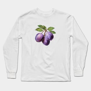 Damson Fruit Tree Art Long Sleeve T-Shirt